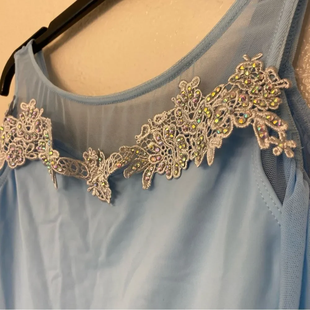 Weissman dance costume lyrical dress leotard blue THE GARDEN 12377 SA adult